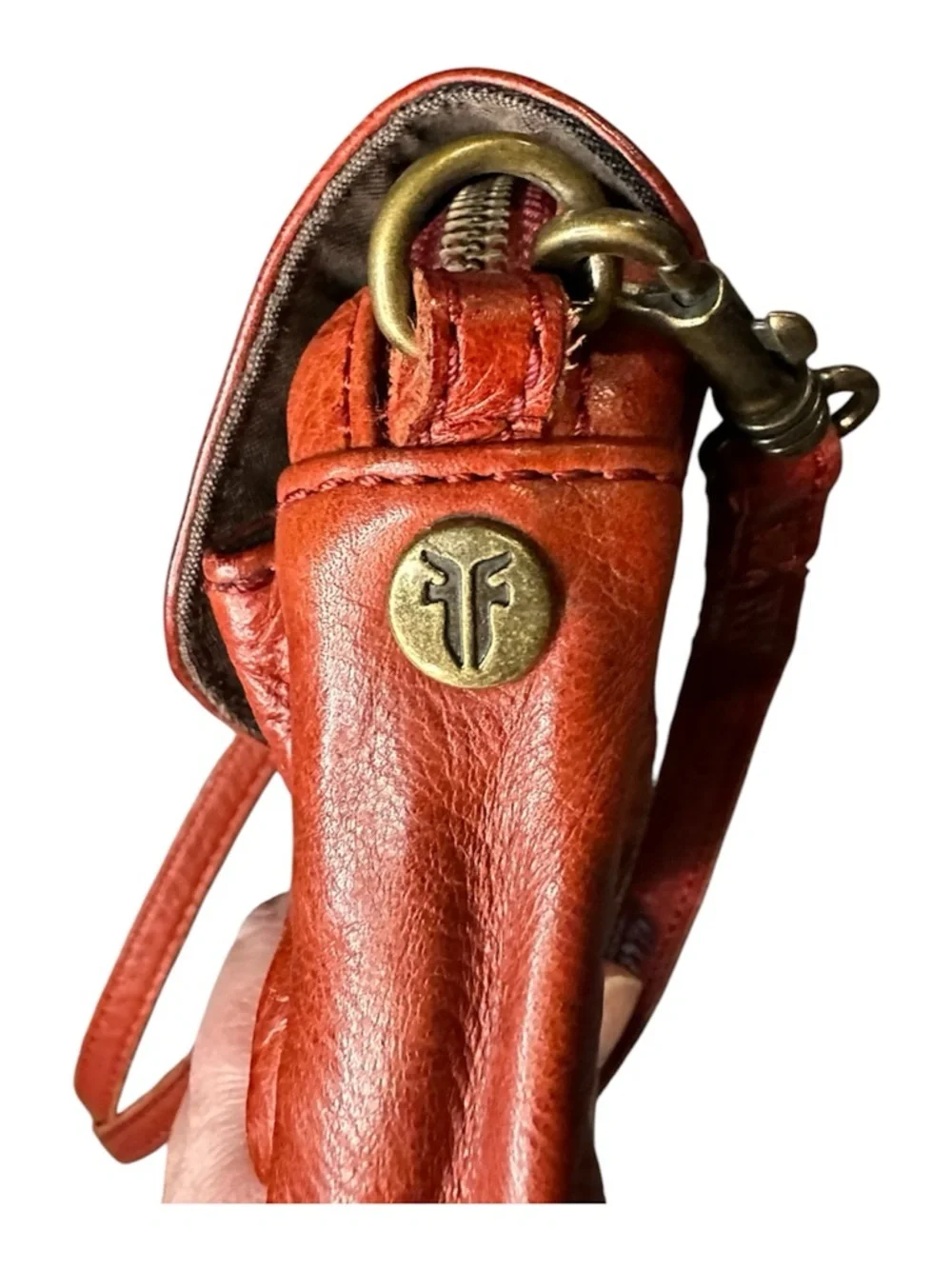 FRYE mini Brooklyn red leather studded crossbody Rare - Picture 8 of 10
